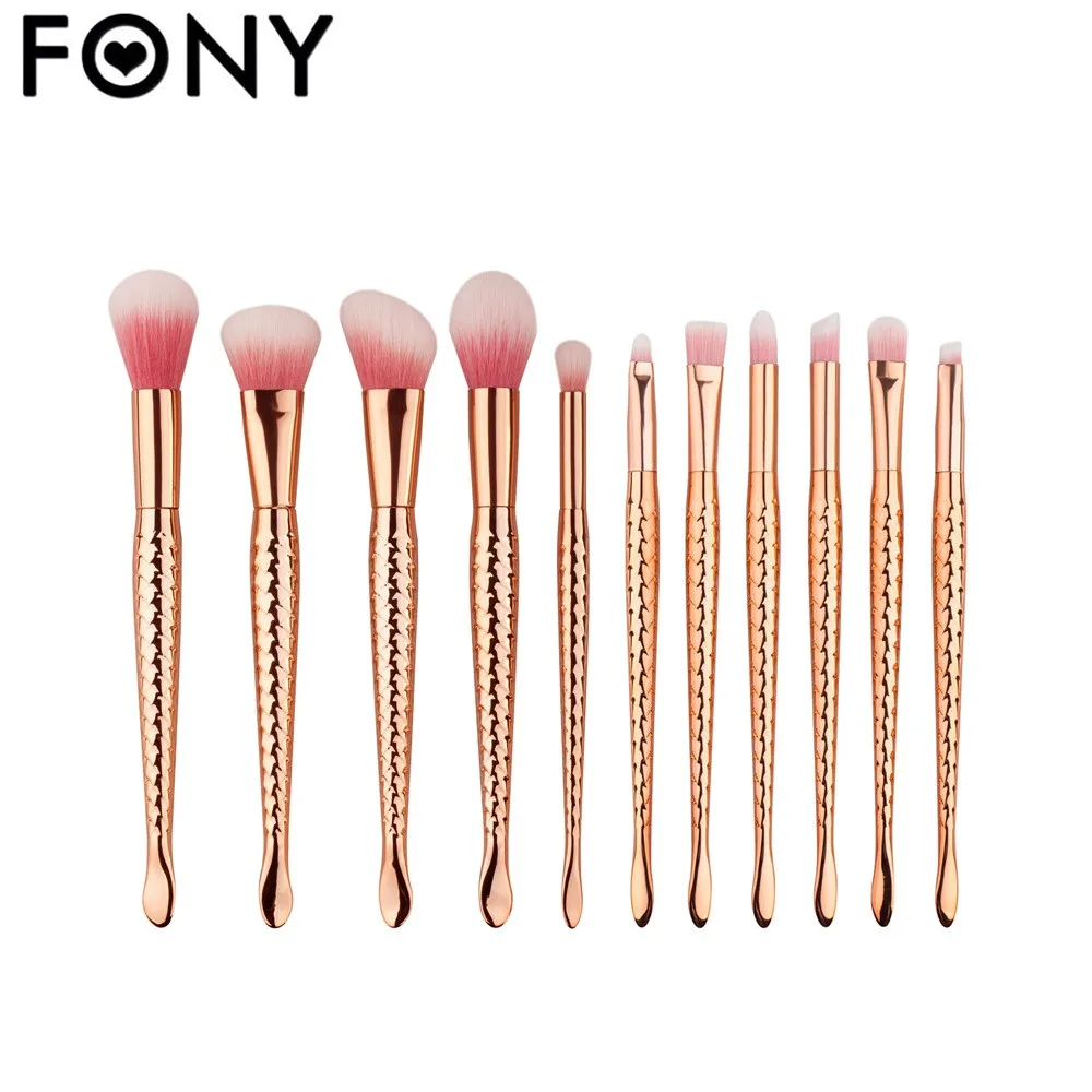 Fony Новых Мужчин 11 шт. Русалка Фонд Кисти Для Макияжа Pro Тени Век Бровей