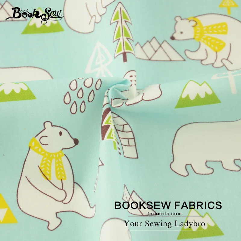 Booksew мятно зеленый хлопок саржа Polar Bears Дизайн Швейные ткань простыня стежка Tecido