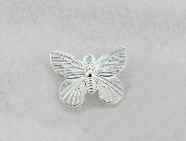 

120PCS Bright silver plate 19X15MM butterfly charms A1266SP