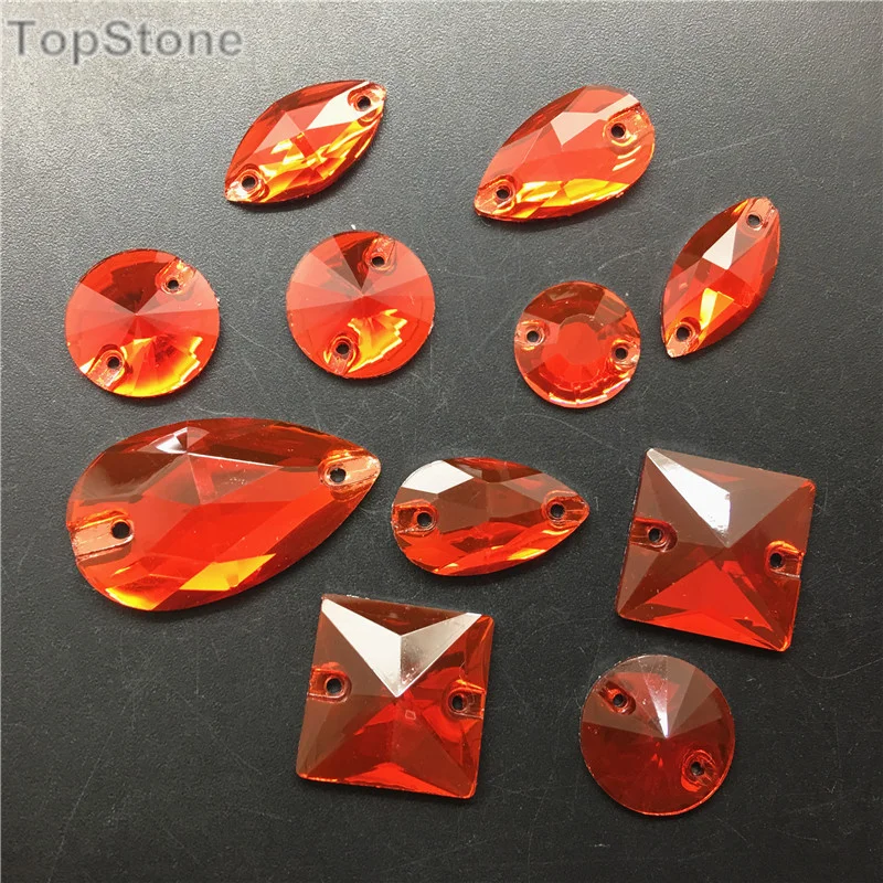TopStone Lt Siam красный цвет смешанные размеры формы смолы пришивные стразы с плоским