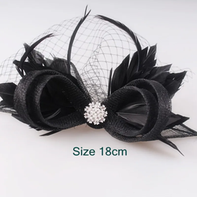 

Feather Flower with Birdcage Sinamay Fascinator Cute as Bridal Headwear Party Headpiece and Cocktail Race Hats Multiple Colors