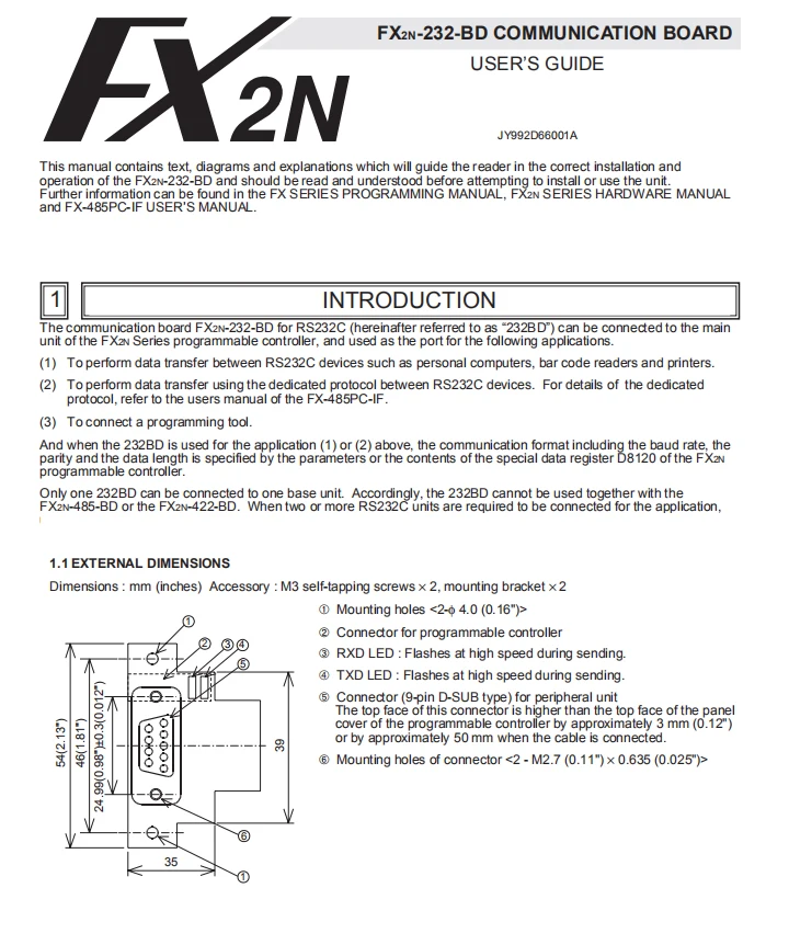 FOURSTAT FX1N-232-BD Mitsubishi FX1N с RS232 интерфейсной платой антистатические и скачки напряжения
