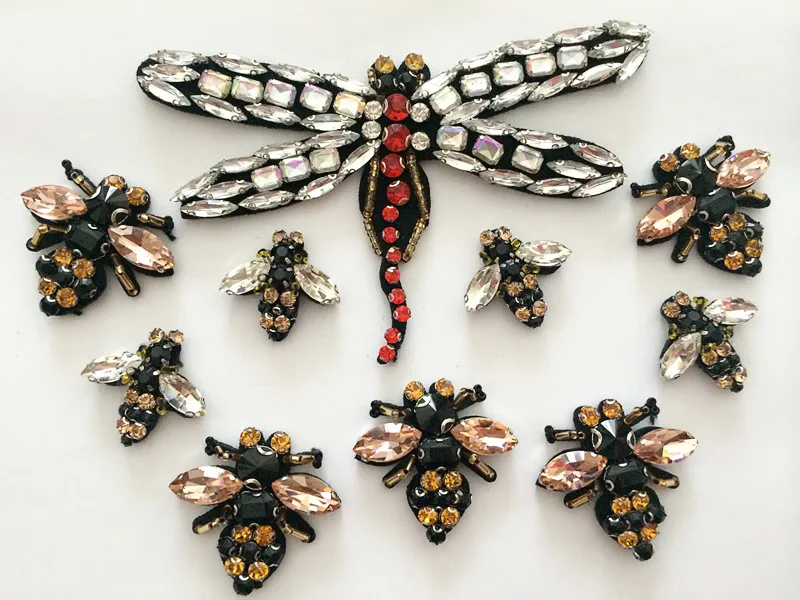 1 комплект вышитый бисером костюм с изображением стрекозы и