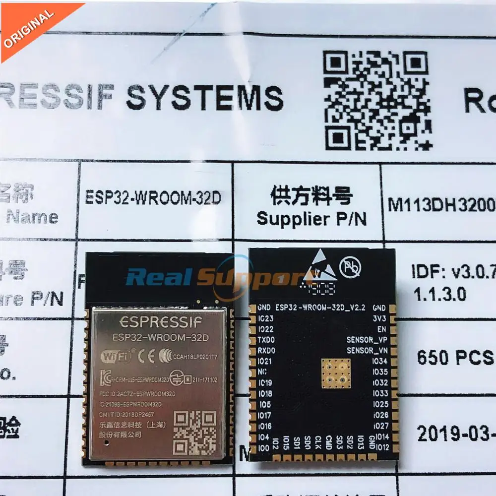 

100PCS ESP32-WROOM-32D ESP32-WROOM-32D-N4 Wi-Fi+BT+BLE ESP32 Module 32Mbits 4MB Flash Memory Espressif Original better RF