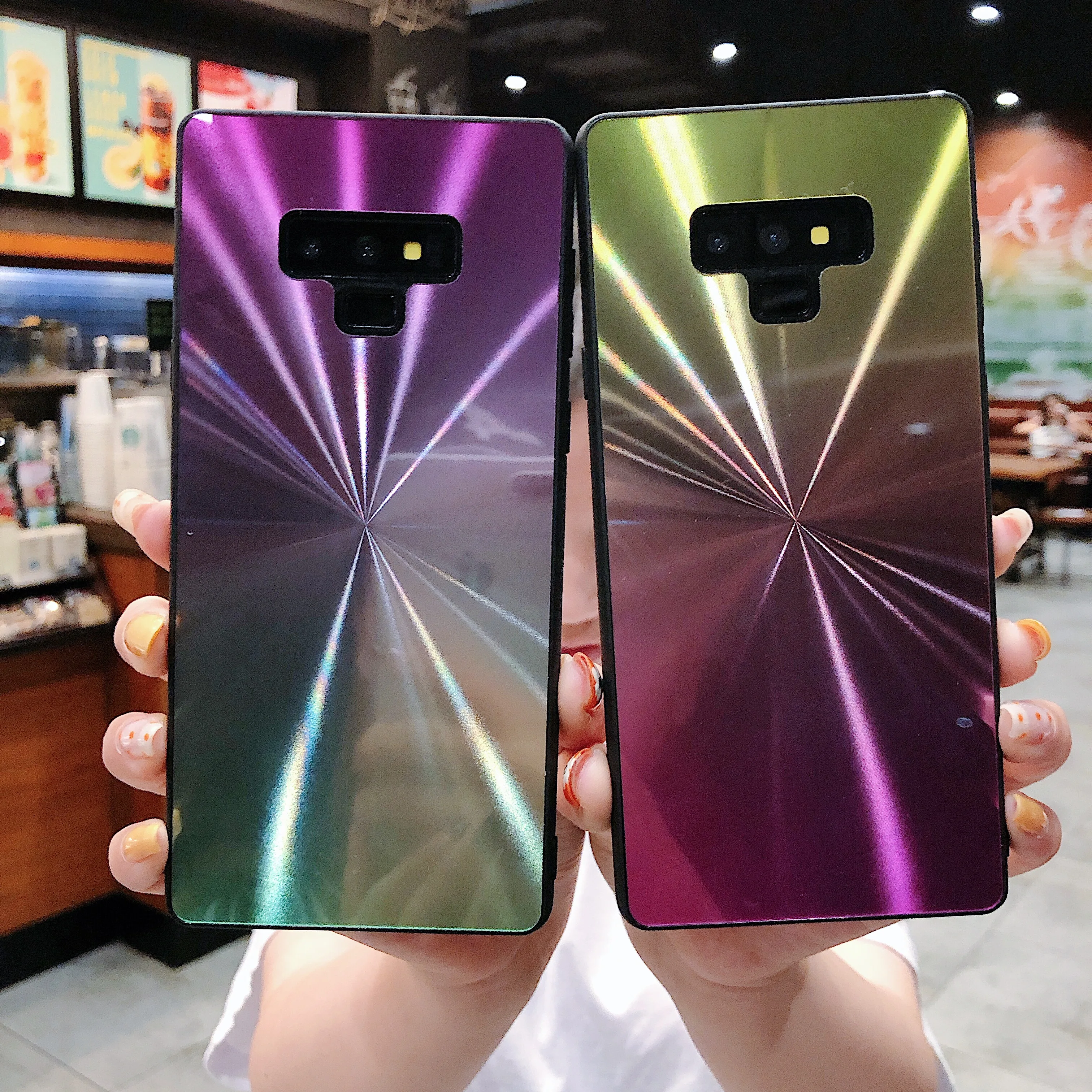 For Samsung S8 Case Gradient Phone S10 S9 Plus Colorful Aurora Mirror Glossy Cover Galaxy Note 8 9 |