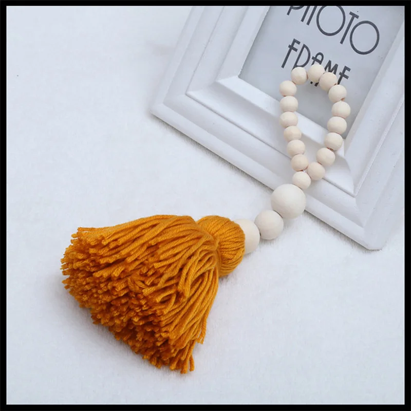 Orange Tassel Скандинавские деревянные бусины украшения для детской комнаты игровые палатки декоративные реквизиты для фотосессии Висячие палатки с кисточками - Цвет: Orange Tassel