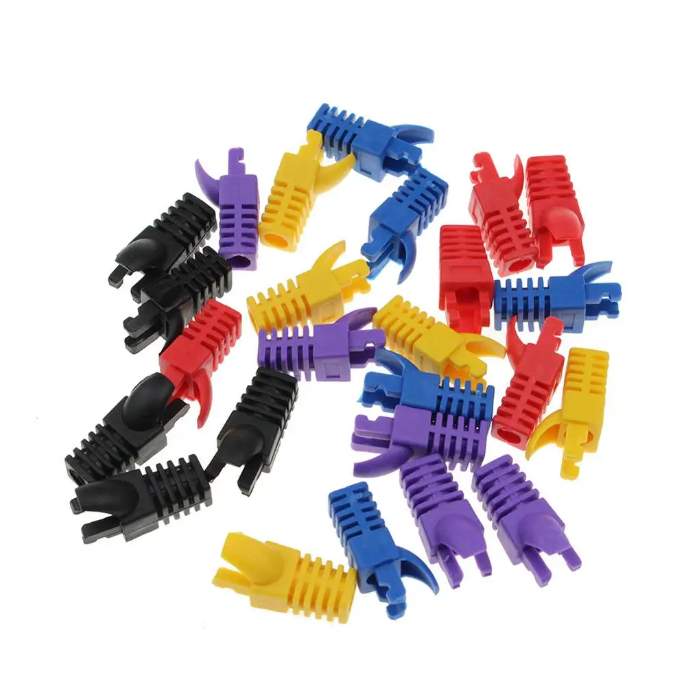 100 шт Красочные RJ45 CAT5 CAT5E CAT6 8P8C Ethernet сетевой разъем оболочка Натяжной крышка