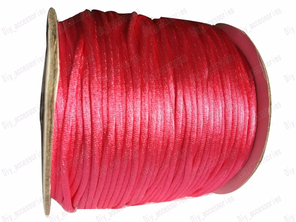 

1.5mm DK Pink Rattail Satin Nylon Cord Chinese Knot Beading Cord+Macrame Rope Bracelet Cords Accessories 80m/roll