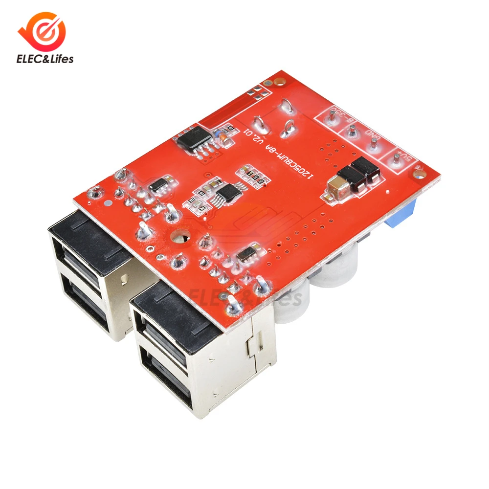 DC 5V Автомобильное USB Мощность Зарядное устройство Питание модуль DC-DC понижающего преобразователя постоянного тока с 8 V-35 В до 5 В пост 8A 4 порта USB Выход зарядная плата