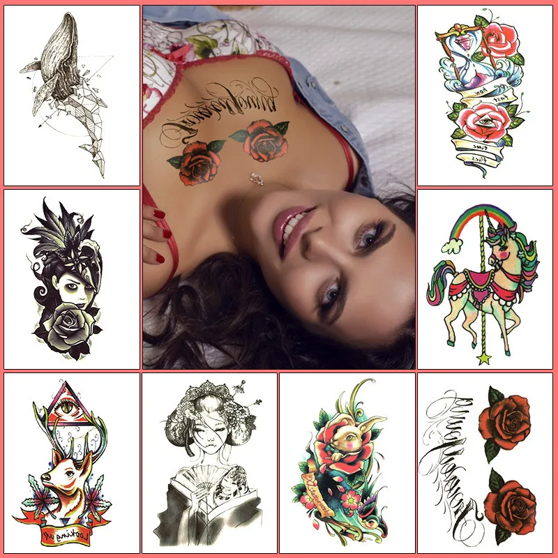 2019 Geometry cool Temporary fridge magnet Tattoo Sticker Women Minimalist lines pattern Body Art New Design Fake Men Tattoos | Дом и сад