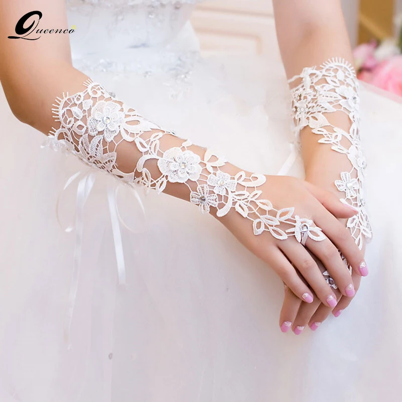 

2 pcs Lace Bridal Bracelets Wedding Hand Accessories Bridesmaid Long Bracelets & Bangles Bracelet Women Rhinestone Jewelry