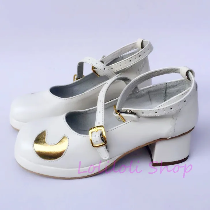 

Princess sweet lolita shoes loliloli yoyo big size white bright skin with star and moon lace-up high-heeled shoes an6638
