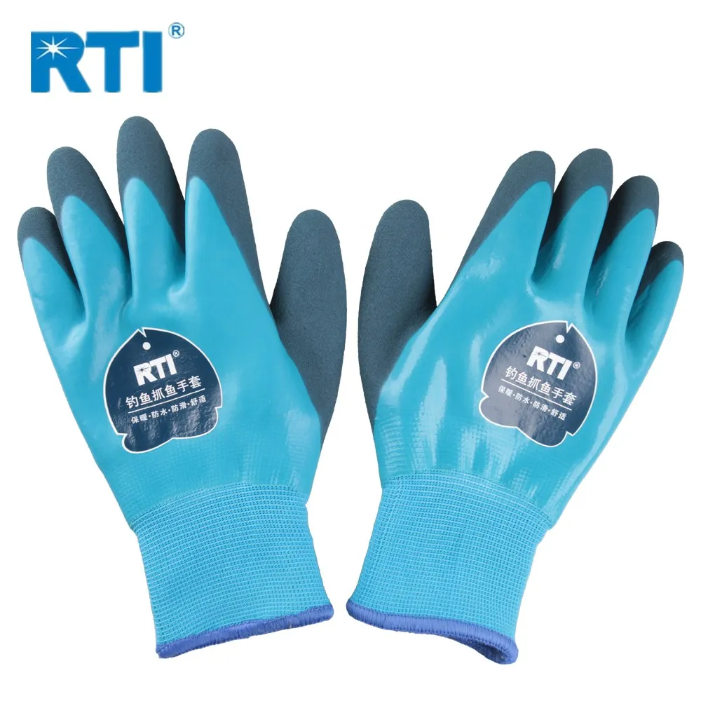 RTI новые рыболовные перчатки для зимы водонепроницаемые плюс бархатные теплые резиновые рыболовные перчатки противоскользящие Ручные защитные рыболовные инструменты - Цвет: Синий