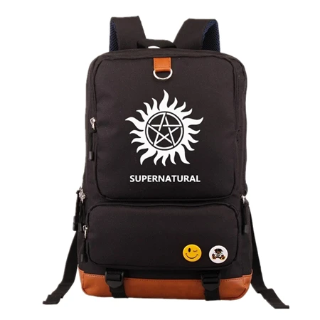 Black 1 ТВ шоу Сверхъестественное SPN Рюкзак Mochila повседневные рюкзаки подростковые Мужские Женские школьные сумки Дорожная сумка для ноутбука - Цвет: Black 1