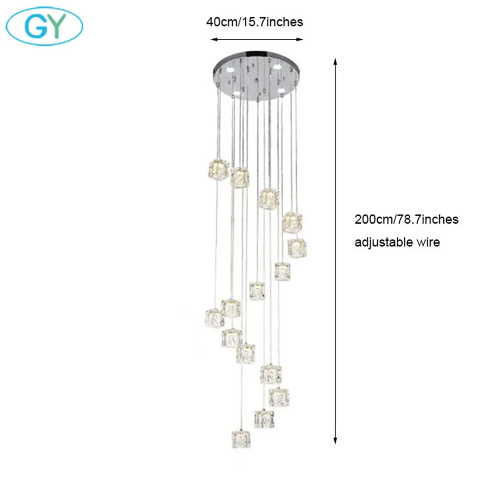 2019 New led Crystal Chandelier For Stair Modern Living Room LED 15 Light Long Hotel Hall Lustres Cristal stairs Lamp | Лампы и