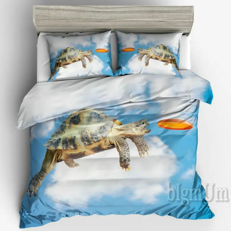 3D Набор постельного белья 3 шт. Рисунок черепахи Дельфина Подводный мир Наволочки с односпальным, двуспальным, королевским размером Великобритания, Франция, Германия.