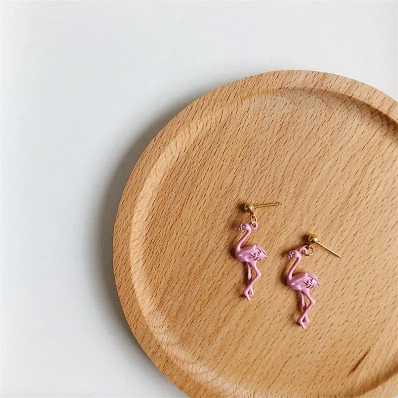 2018 новейшая Розовая эмаль Фламинго висячие серьги красивые украшения прекрасная