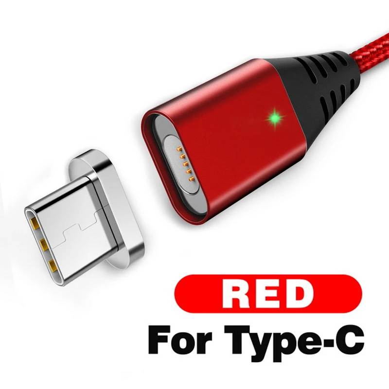 For Type C Red Магнитный кабель GETIHU 2.4A для iPhone XS X Xiaomi, быстрая зарядка 3,0, быстрая зарядка, Micro usb type C, магнитный шнур для зарядки и передачи данных - Цвет: For Type C Red
