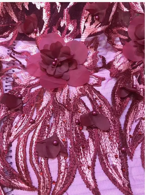 Embossed Beaded French Lace Fabric Quality Nigerian Tulle 3031-2 African Wedding Dress | Дом и сад