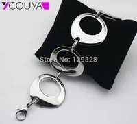 Fashion 316L Stainless Steel Cuff Bracelets and Bangles Silver Color Shiny Femininas Wide Big Bangles Hot Sale Bijoux For Women