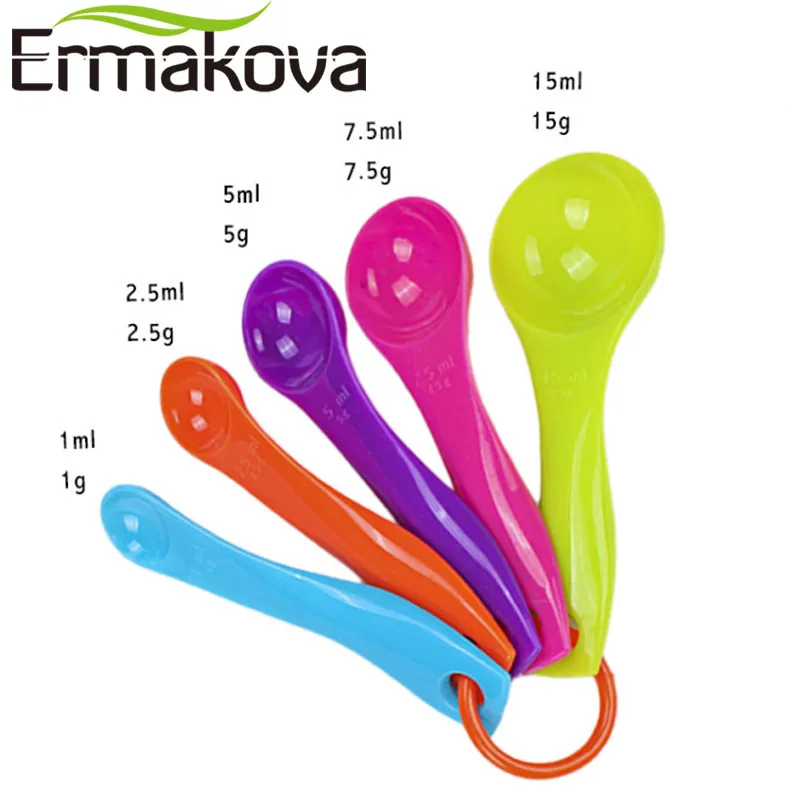 Мерная Ложка ERMAKOVA (1/2 5/5/7 5/15 мл) набор из 5 смешанных цветов пластиковая мерная