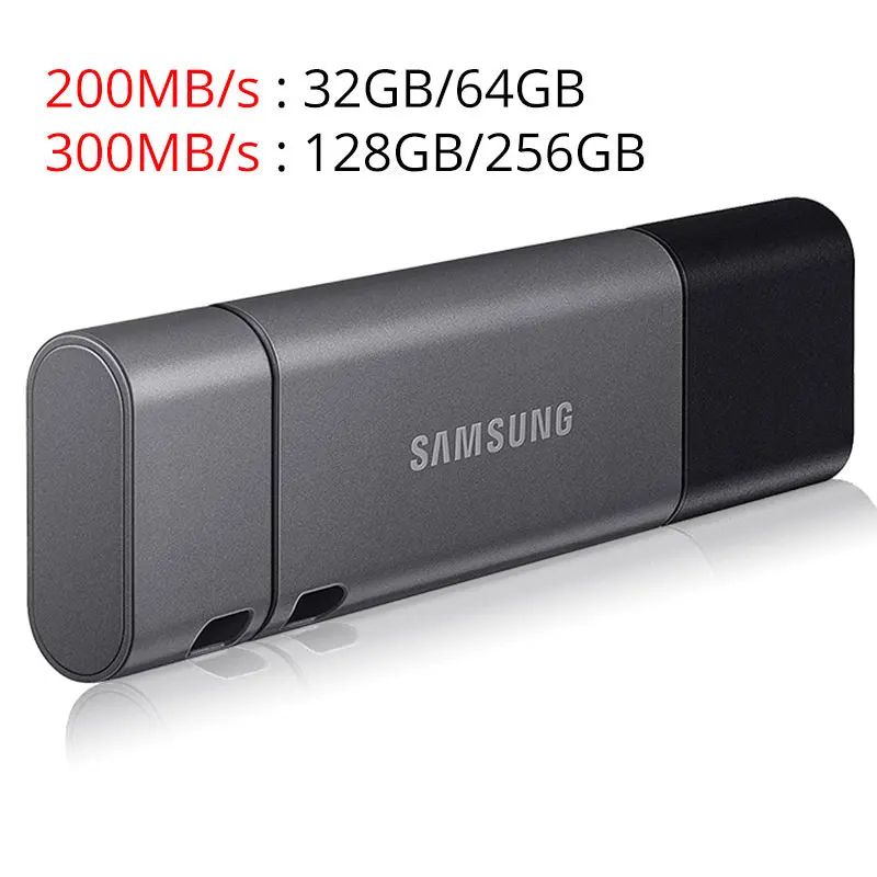 DUO Plus SAMSUNG USB3.1 Flash Drive Pendrive 256GB 128GB 300MB/s Metal Flash Memory Stick 64GB 32GB 200MB/s Mini Pen Drive USB Key U Disk - Цвет: DUO Plus