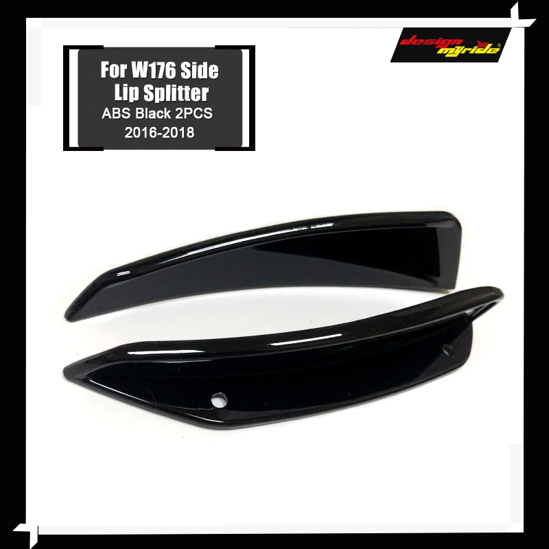 For Mercedes W176 A Class Sports Front Bumper Lip Splitter Canards 2pcs ABS Gloss Black A45 Style A180 A200 A220 A250 2016-2018 |