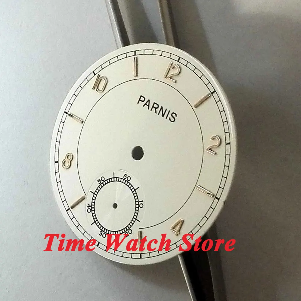Парниш 38 9 мм белый циферблат серебряные цифры светящиеся подходят 6498 движение