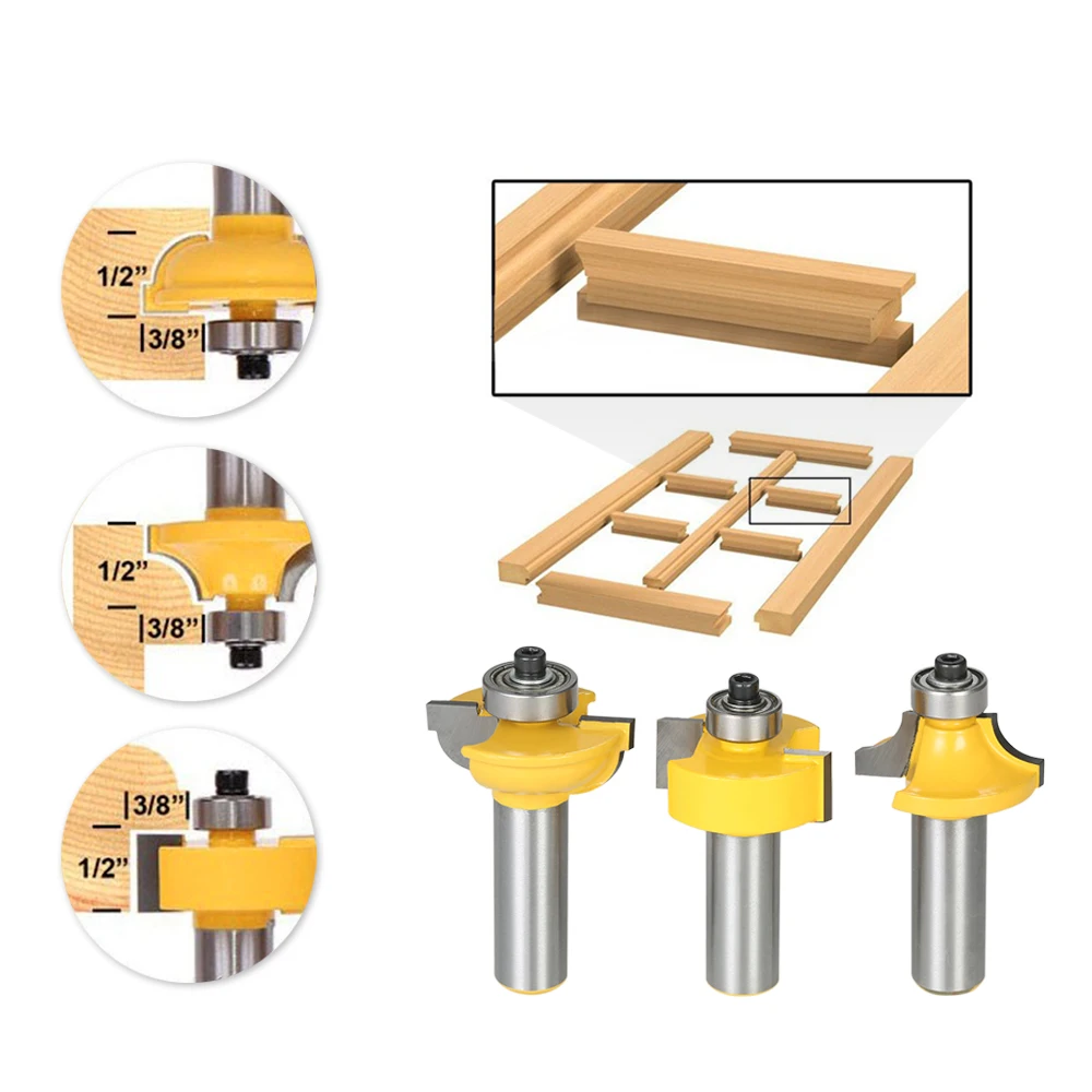 3 шт. фреза для стеклянной двери кухонный Фрезерный резак дерева лезвие