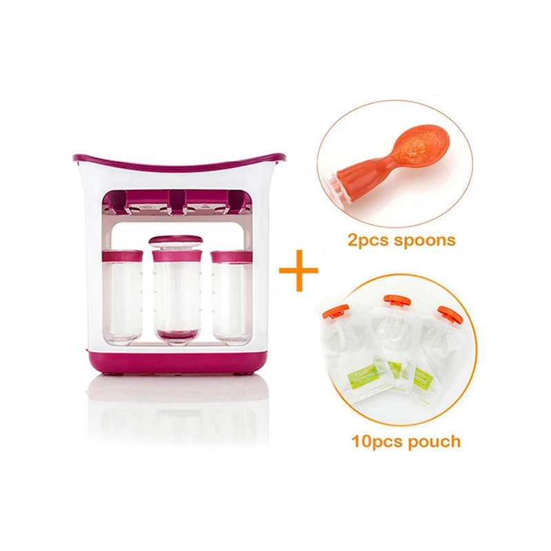 10 Pouches 2 Spoons Устройство для приготовления детского питания; контейнеры для кормления детей; контейнер для хранения сока для малышей; Устройство для выдавливания пищи с мешками для хранения фруктовых пюре - Цвет: 10 Pouches 2 Spoons
