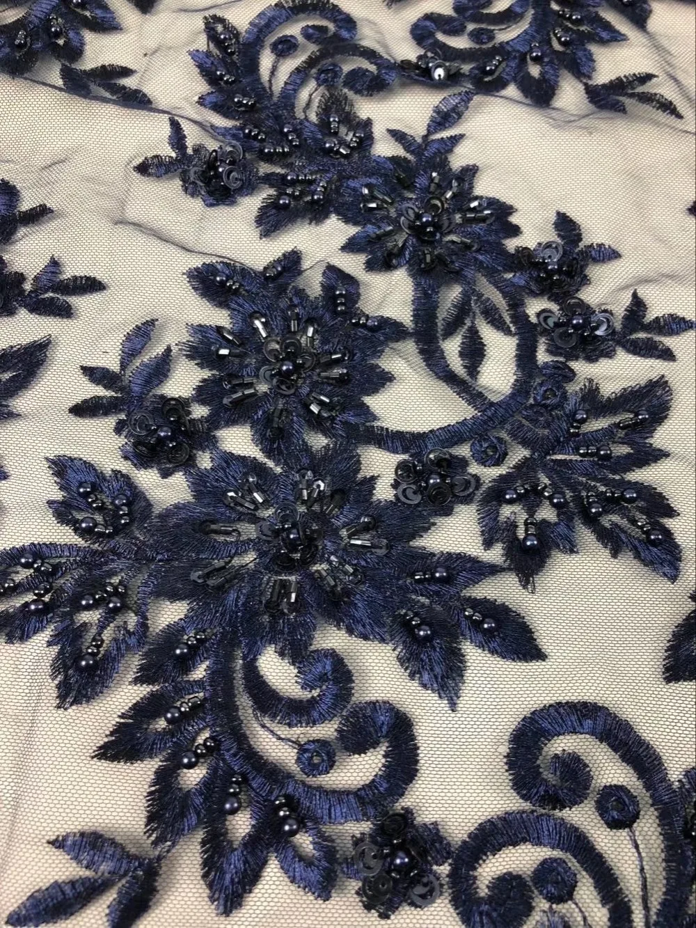 Hot Sales Newest Arrival Top Quality Handmade Embroidered African Tulle French Lace Fabric with beads Or Party Dress | Дом и сад