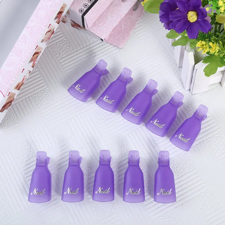 10 pcsPlastic акриловый Rendam с гелем уф жидкость для снятия лака лодыжки wrap клип Cap Kuku