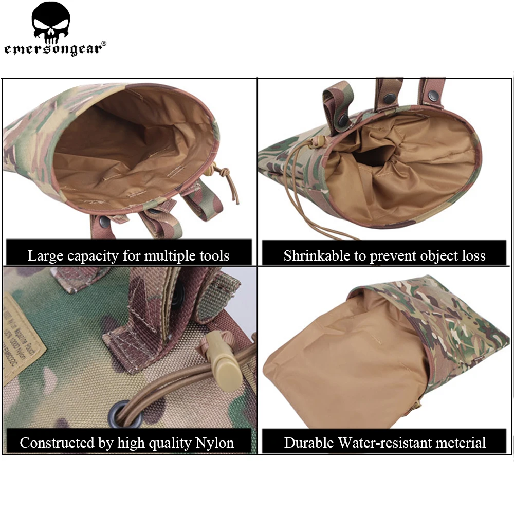 

EMERSONGEAR Drop pouch Tactical Sundries Folding Dump Pouch Airsoft Military Magazine Pouch Bag Multicam Black Drop Pouch EM6032