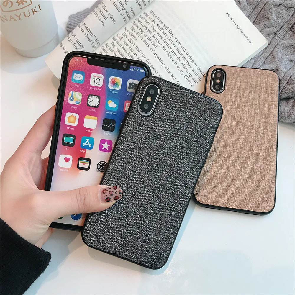 Luxury Cloth Plain Case TPU Cover For Apple iPhone X 8 7 6s 6 XS XR Max 10 Cute Phone Accessories Black Red Gray Skin |