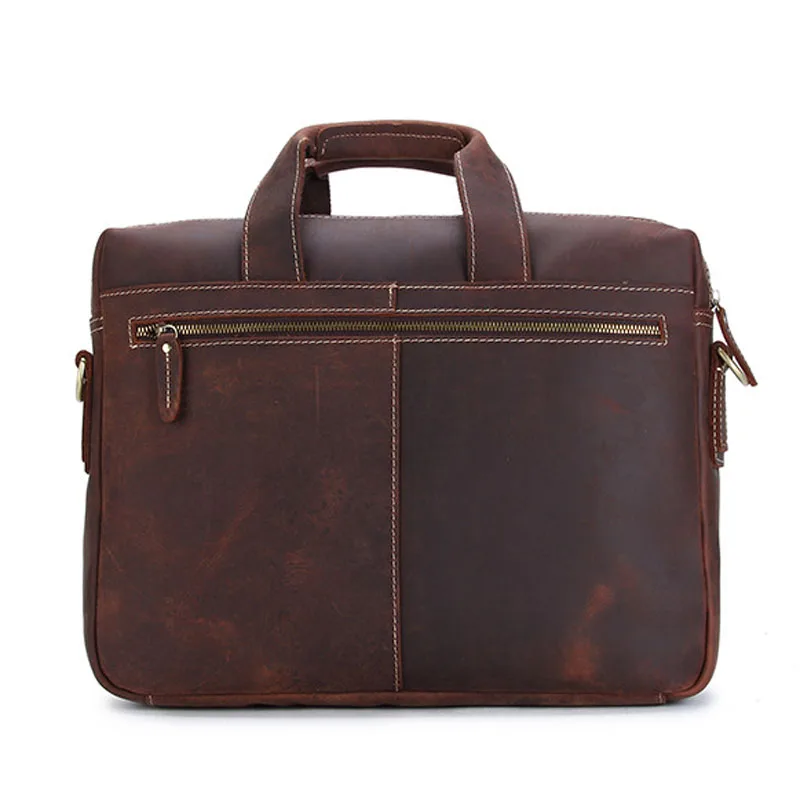 Винтажный Мужской портфель из натуральной кожи деловой Crazy Horse кожаная сумка