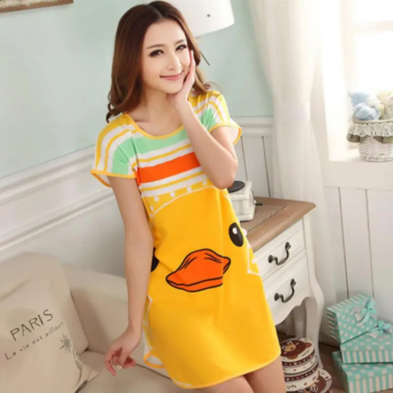 Yfashion, женское платье для сна с рисунком панды, медведя, кота, мультфильма, короткий рукав, летняя Милая Домашняя одежда, ночная рубашка для женщин