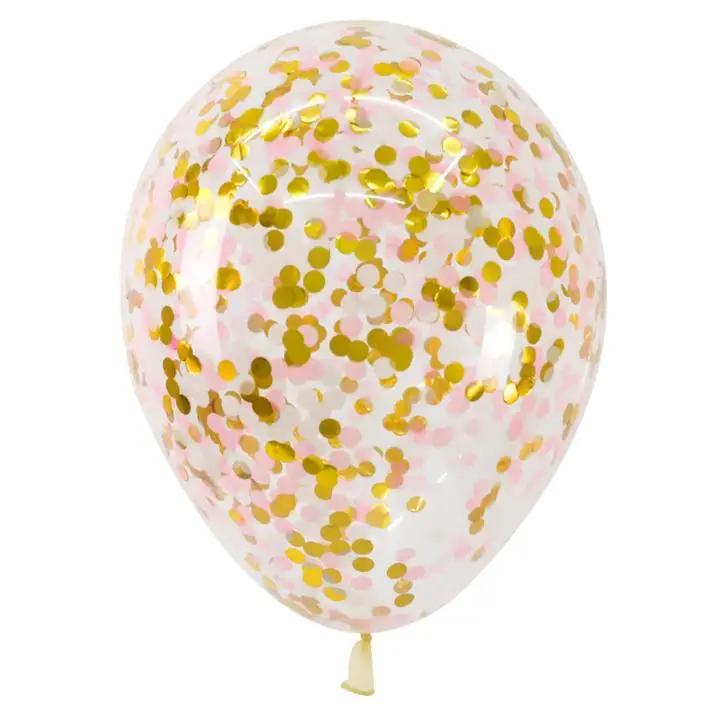 pink gold white 5 шт. 12 дюймов конфетти шары прозрачные латексные шары с золотым и серебряным микс конфетти для свадьбы украшения для вечеринки, дня рождения - Цвет: pink gold white
