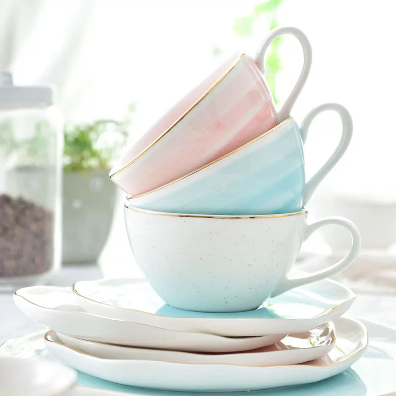 250 мл короткая стильная керамическая кружка для кофе без свинца с акварелью из