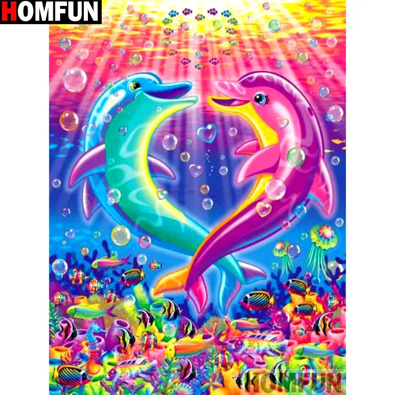 Алмазная живопись HOMFUN мультяшный Дельфин вышивка крестиком из
