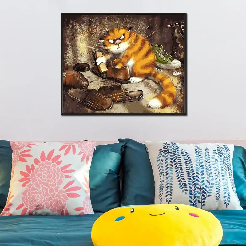 3D DIY кошка картины живопись по номерам животных ручной работы холст картина