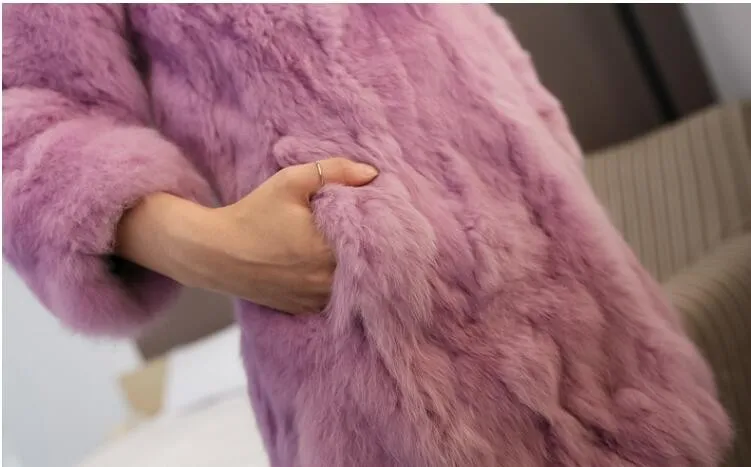 Natural wool coat Winter long fur 2018 selling fashionable real rabbit S-XXL | Женская одежда