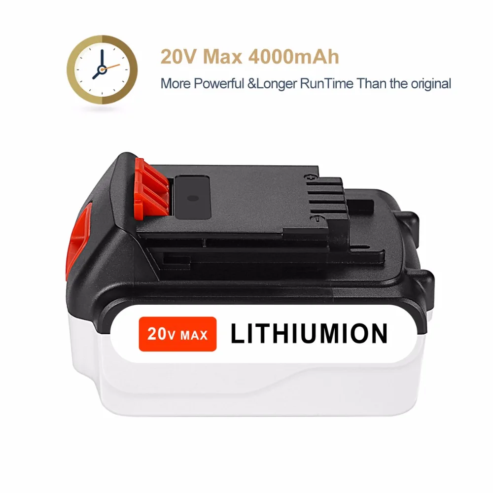 Аккумуляторная батарея для инструментов Black & Decker LB20 LBXR20 LB2X4020 LGC120 4000 мАч 20 в|battery