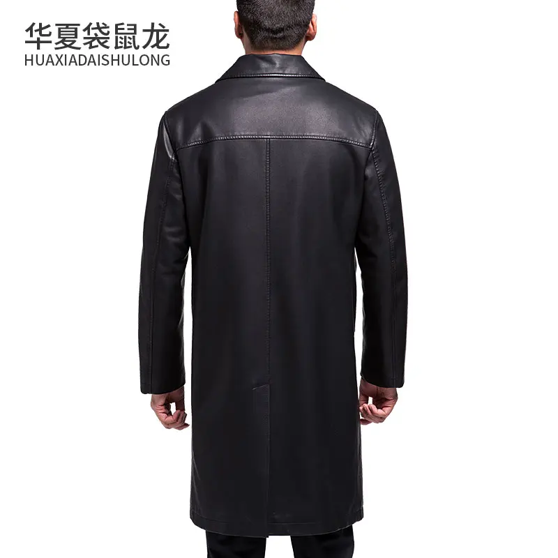 Мужская длинная куртка из натуральной кожи брендовая ветровка мужские кожаные