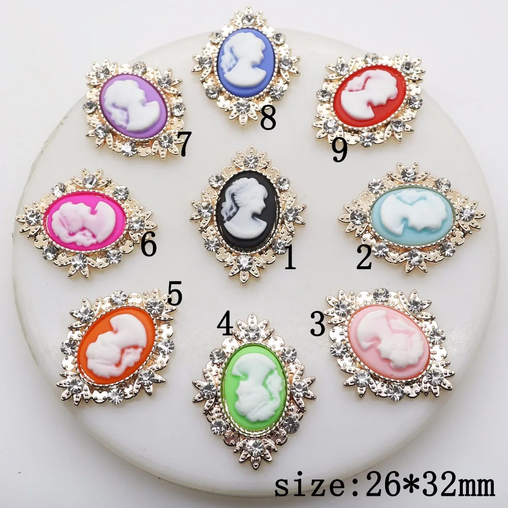

YWXINXI Charms The New 10Pcs 26*32mm Oval Alloy DIY rhinestones pedestal Wedding caps decoration accessories free delivery mix