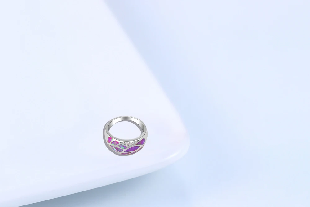  New Arrival Purple fire Opal silver plated Stamped Rings Zircon Wholesale &amp Retail Jewelry USA sz #8 #9.5 #8.5 OR655 | Украшения и