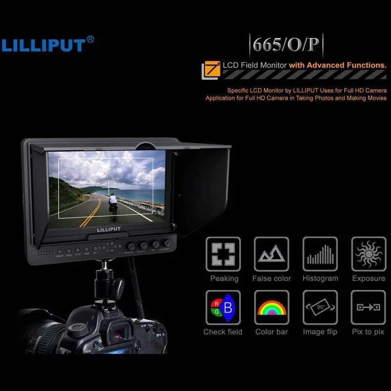 Lilliput 7 дюймовый HD LCD полевой монитор HDMI in & out 665/O/P с пиком ложным цветом и