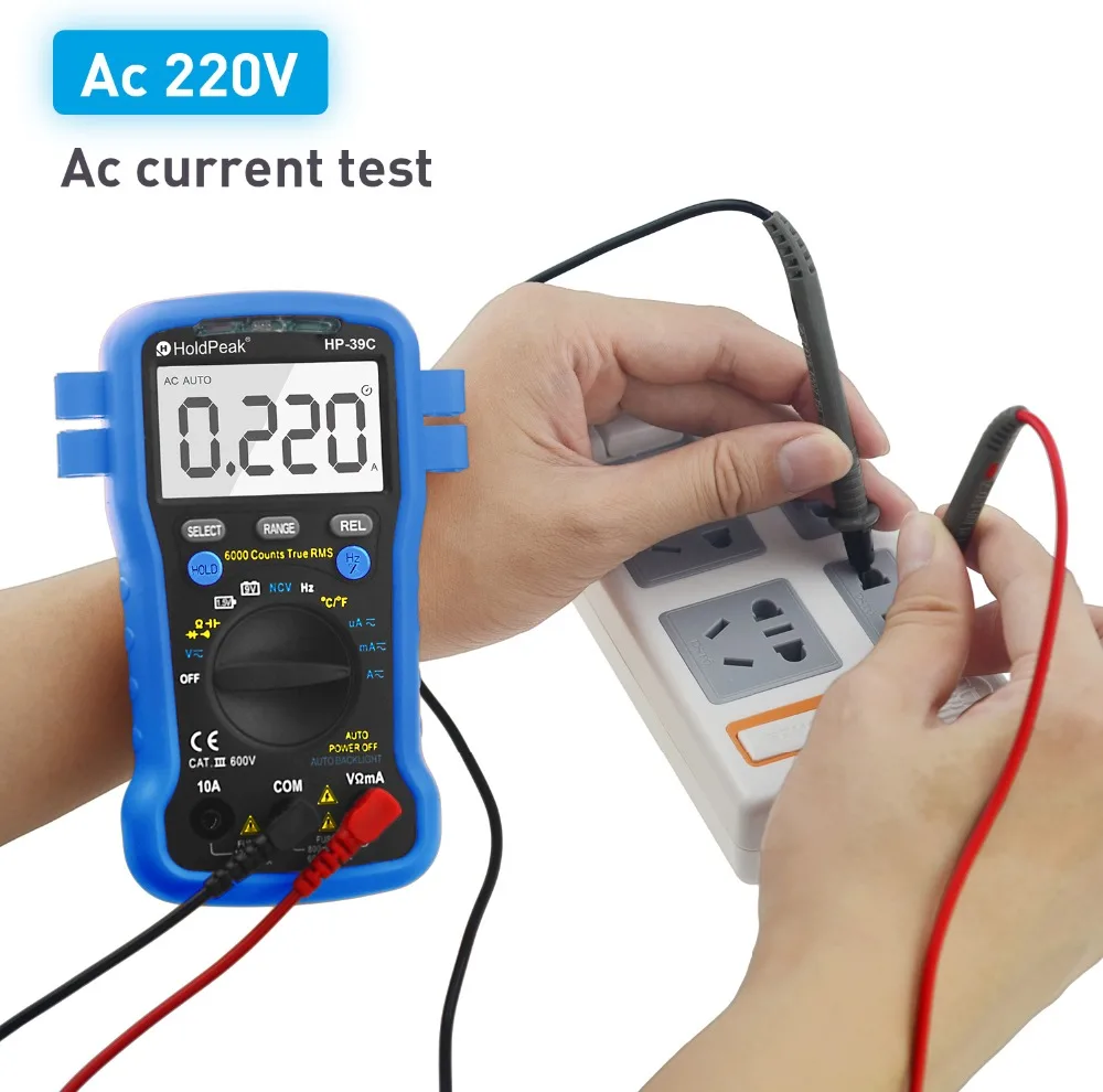 HoldPeak HP 39C Цифровой мультиметр Авто Диапазон Тестер AC/AC 6000 отсчетов True RMS НТС Ом