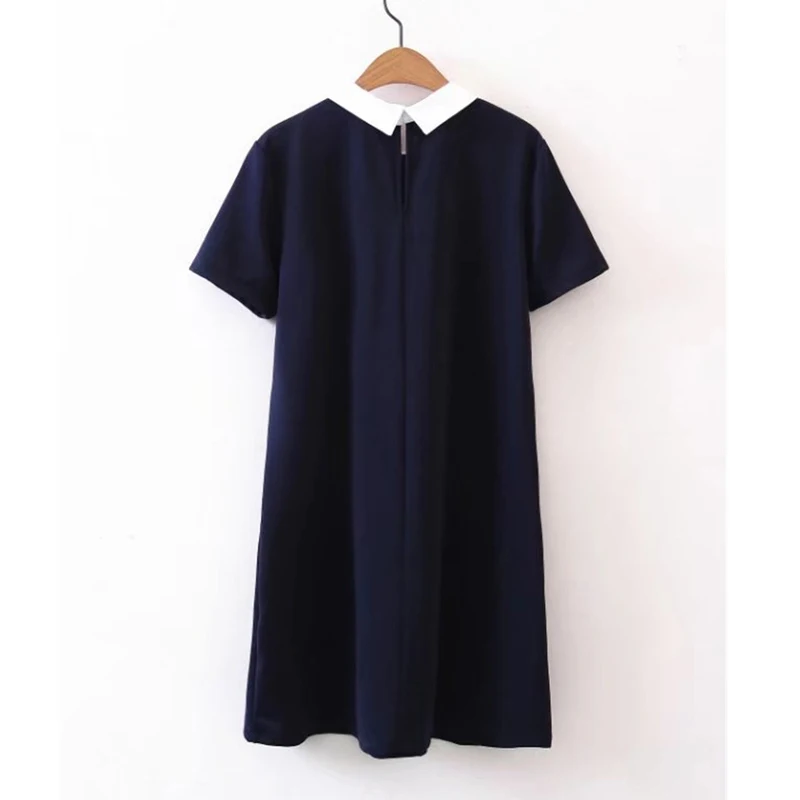 Summer new wild pure color embroidered short-sleeved straight dress women 2018street was thin flowers | Женская одежда