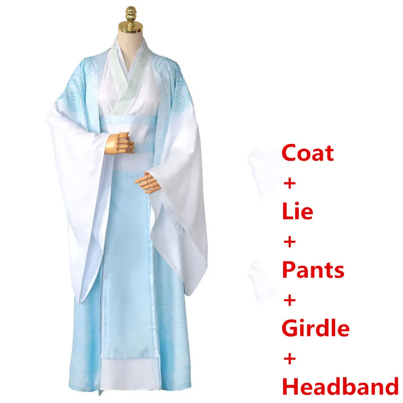 costume 2 Косплей Костюм для подростков Ver Lan Wangji, аниме гроссмейстер демонического культивирования Lan Wangji Mo Dao Zu ShiHanfu, парик для мальчиков и мужчин - Цвет: costume 2