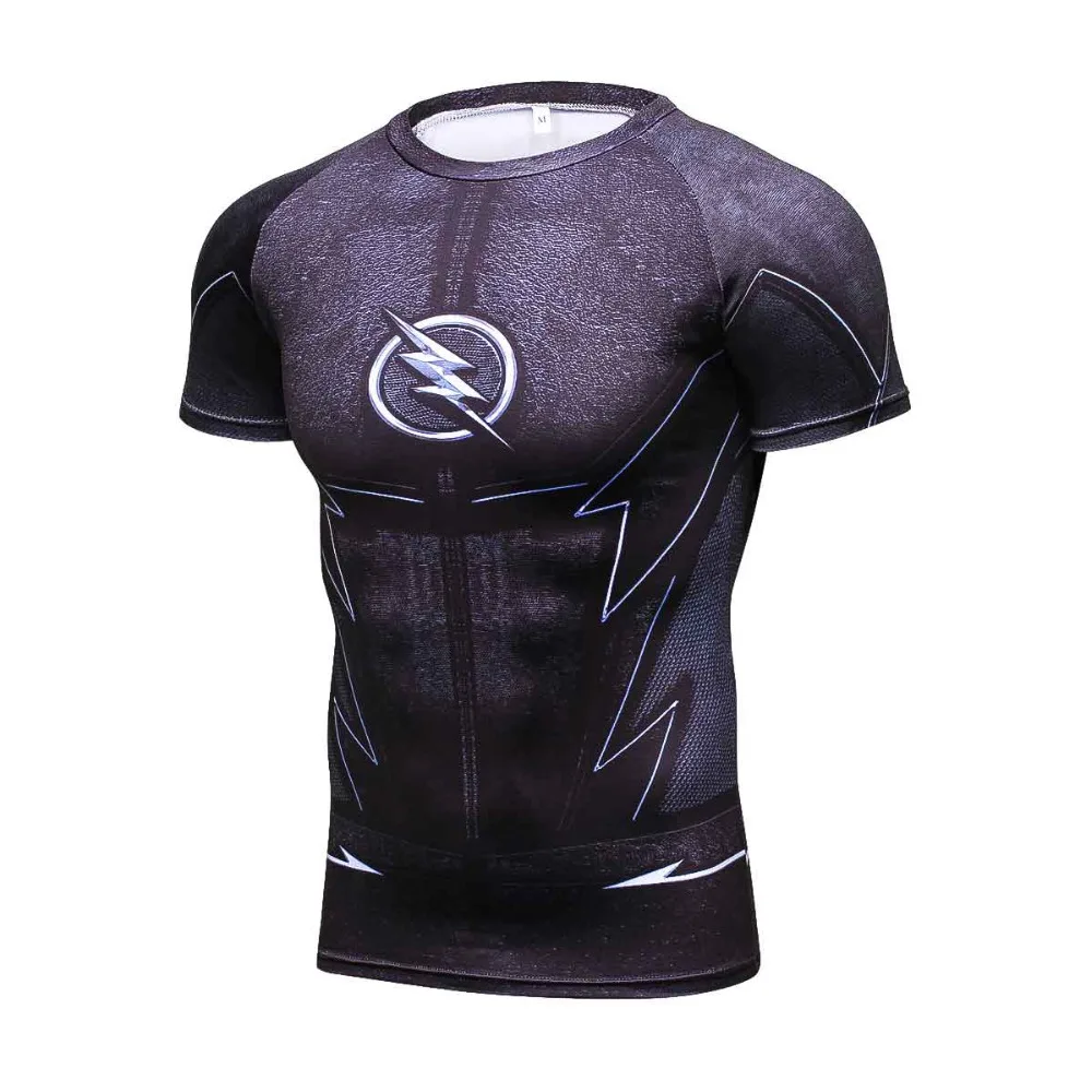 Cosplay Costume Reverse Flash Superhero 3D Printed T-Shirt Men's Short Sleeve Compression Shirt Raglan Clothing Fitne | Мужская